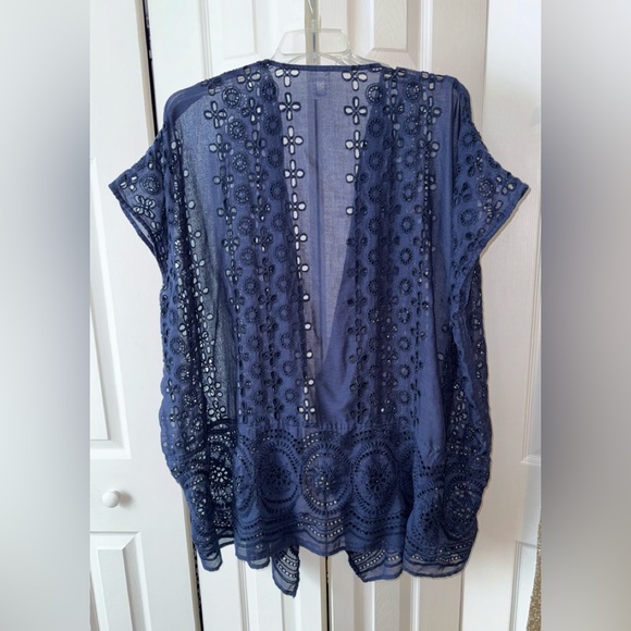 J. Crew Navy Blue Eyelet Swim Coverup. One Size / No Size. EUC! - Picture 4 of 8